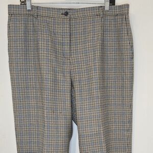 Pendleton Women's Gold And Blue Herringbone Pants Size 16 100% Virgin Wool